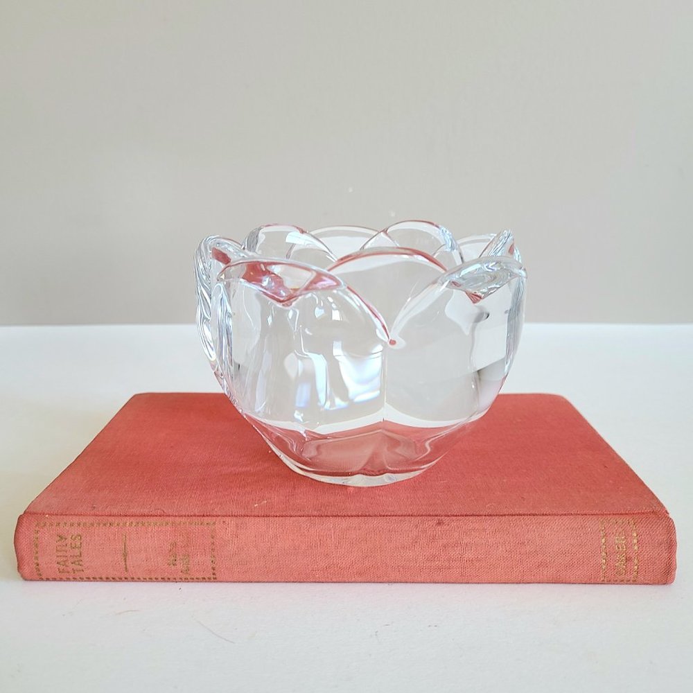 Royal Copenhagen crystal bowl in lotus shape.